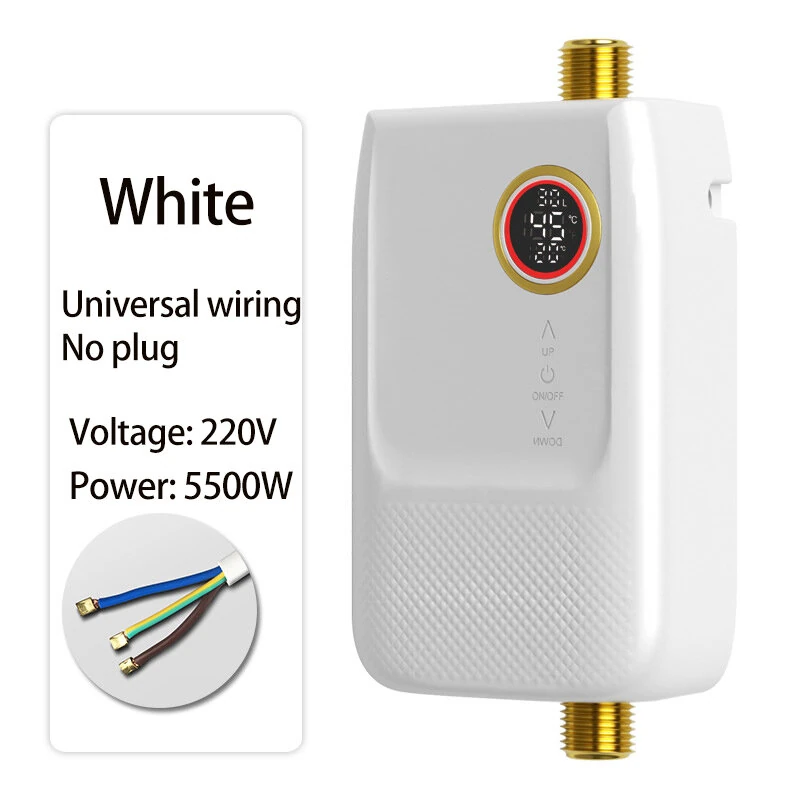 (image for) 220V 5500W Instant Hot Water Heater Constant Temperature Small Household Water Heater Quick Hot Shower 24-hour Hot Water Supply